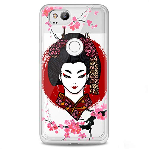 TPU Case Compatible for Google Pixel 9 8 Pro 7a 6a 5a XL 4a 5G 2 XL 3 XL 3a Japan Beauty Soft Sacura Cute Design Print Flexible Silicone Slim fit Flowers East Geisha Makeup Clear Blossom - color: Japan Beauty