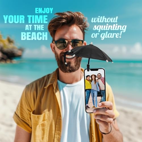 Phone Umbrella for Sun, Clip-On Phone Sun Shade, Universal Fit - color: Black