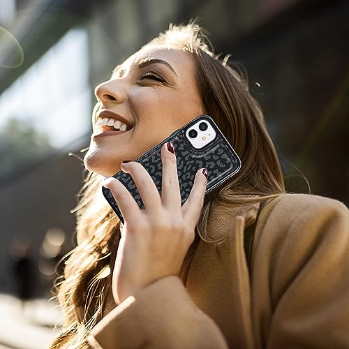 HAOPINSH for 11 Wallet Case with Card Holder, Black Leopard Cheetah Pattern Back Flip Folio PU Leather Kickstand Card Slots Case for Women Girls, Double Magnetic Clasp Shockproof Cover 6.1" - color: Black Leopard