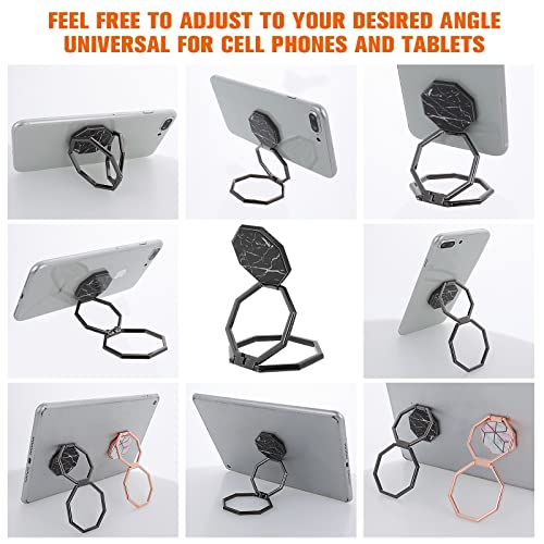 cobee Cell Phone Ring Holder Finger Kickstand, 360° Rotation Back Grip - color: Black Marbling