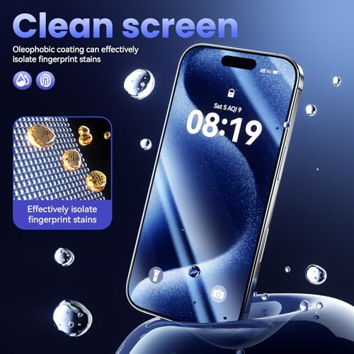 3 Pack Tempered Glass Screen Protector for iPhone 17 Pro 6.3 Inch, 9H Hardness HD Original Touch Sensitivity with Auto Alignment kit, Bubble Free, Case Friendly - color: 17pro-HD
