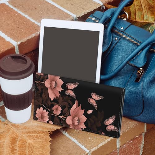 CoBak Checkbook Cover for Women & Men - PU Leather Case with RFID Blocking | Classic Design Check Book Holder for Personal and Business - color: Rosewood Garden