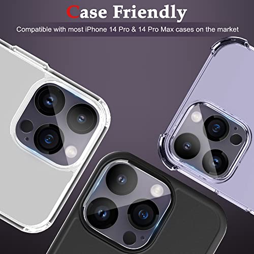 WHPXJY 3-Pack Camera Lens Protector Compatible for iPhone 14 Pro/14 Pro Max Tempered Glass, Ultra HD, Anti Scratch, Easy to Install, Case Friendly, with Night Circle - color: for iPhone 14 Pro/14 Pro Max