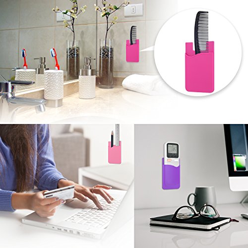 Cell Phone Card Holder for Back of Phone,Silicone Stick On Phone Wallet - color: Pink,Purple,Rose