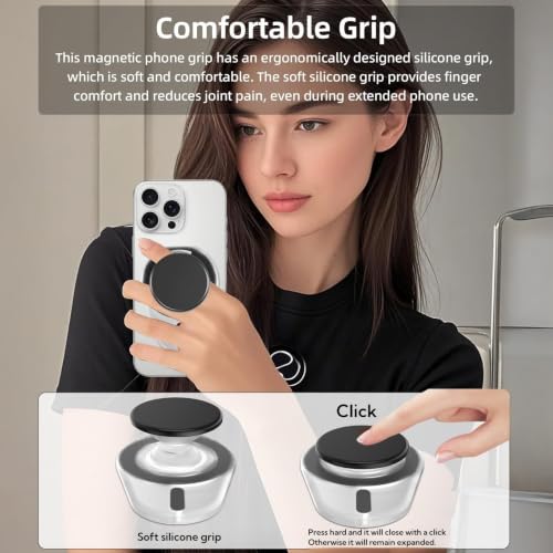Grippopso for Magsafe Phone Grip, Magnetic Phone Grip Holder - color: Clear Pink