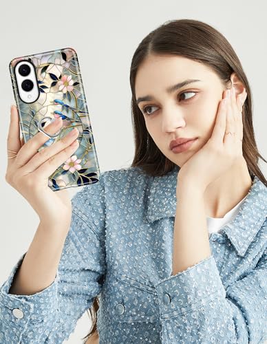 Magnetic Phone Case for Samsung Galaxy A16 5G, Bird | Compatible with Magsafe, Cute Stained Glass Flower Stand Ring Holder Aesthetic, Protective Phone Cover for Women Girls - color: Stained Glass Flower Bird