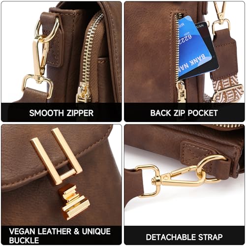 GOIACII Phone Purse Crossbody Bags for Women Small Travel Wallet Touch Screen RFID Blocking - color: Y03 Brown