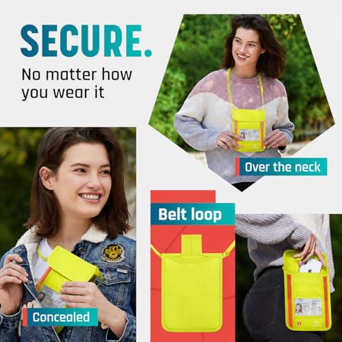 Neck Wallet, Travel Pouch For Passport Holder And Documents, Travel Neck Wallet For Traveling Women - color: Lemonade Flare