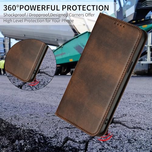Leather Case Compatible with Galaxy A20E, Magnetic Cover with Card Slots Bumper Phone Case Leather Purse Scratch Resistant Case mit Stand Function Slim Case Compatible with Samsung Galaxy A20E/A10E - color: Brown