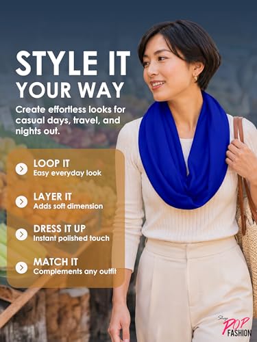 Pop Fashion Solid Color Hidden Zipper Pocket Scarf - Fashion Scarf for Women - All Seasons - color: Royal Blue