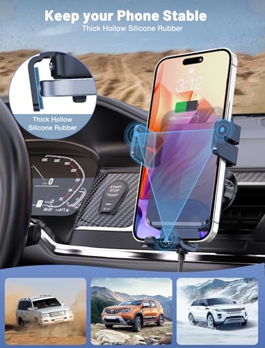 Wireless Car Charger Auto-Clamping Air Vent Car Mount 15W Fast Charging - color: Royal blue