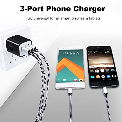 USB Wall Charger,Sicodo 3-Port Travel Smartphone Quick Charger 2 Pack 3.1Am - color: Black-1