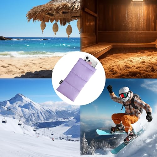 Thermal Phone Case Prevent OVERHEATING in The Sun, Cellphone Pouch for Camping Prevents Freezing, Extends Battery Life, Outdoor Warm Cover Bags for iPhone,Samsung Galaxy (Purple) - color: Purple