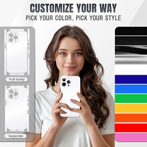 2Pcs Skin Wrap Compatible for iPhone 15 Pro – Slim Decal Vinyl Protective Film for Sides & Back – Sleek Fit, Premium Look – Compatible with All iPhone 15 Pro Cases - White - color: White