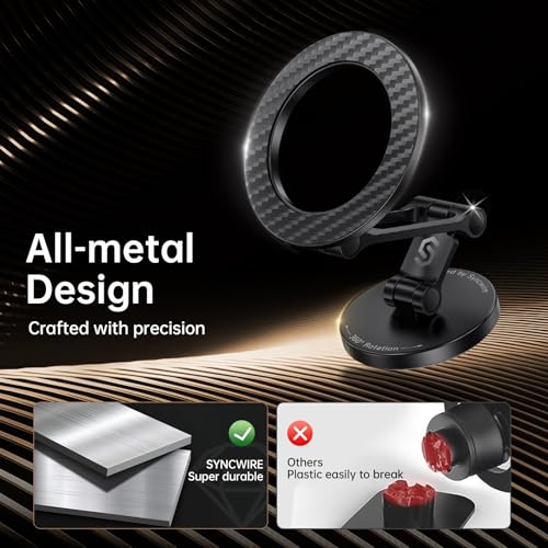 SYNCWIRE Fits MagSafe Car Mount Magnetic Phone Holder for Dash and Tesla - color: Carbon Fiber