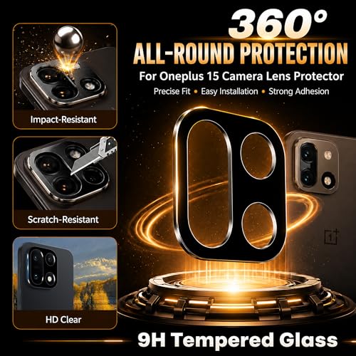 2+2 Pack Screen Protector for OnePlus 15 with Auto Dust-Elimination Tray, Camera Lens Cover, 0.23mm Ultra-Thin 9H Tempered Glass, Fingerprint Sensor Supported - size: OnePlus 15-5G