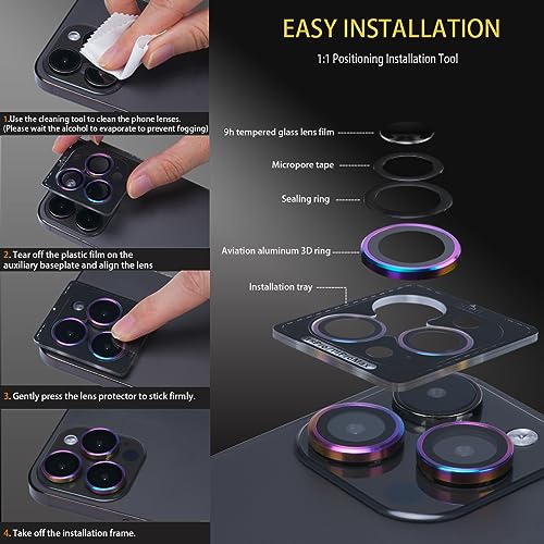 Camera Lens Protector for iPhone 15 Pro/15 Pro Max, Glitter Red - color: Glitter Red