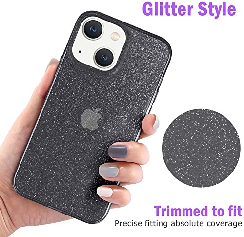 JJGoo Compatible with iPhone 13 Case, Glitter Soft TPU Shockproof Protective Bumper Cover, Sparkle Bling Sparkly Cute Slim Women Girls Phone Case for iPhone 13, 6.1inch, Black Glitter - color: Black Glitter