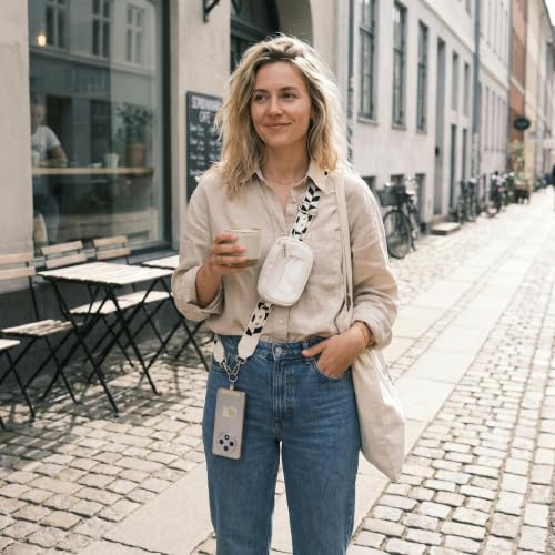 Clip and Go strap for phone with Leather Wallet crossbody phone - color: White