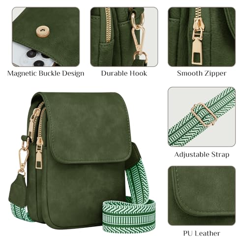Fashion Small Crossbody Bags for Women Trendy Designer Cell Phone Purses | Adjustable Straps,with Card Holder,Detachable Wristlet Strap,small Cross Body Bag for Woman,Mini Bags,Travel Purse,Work,Gym - color: Darkgreen