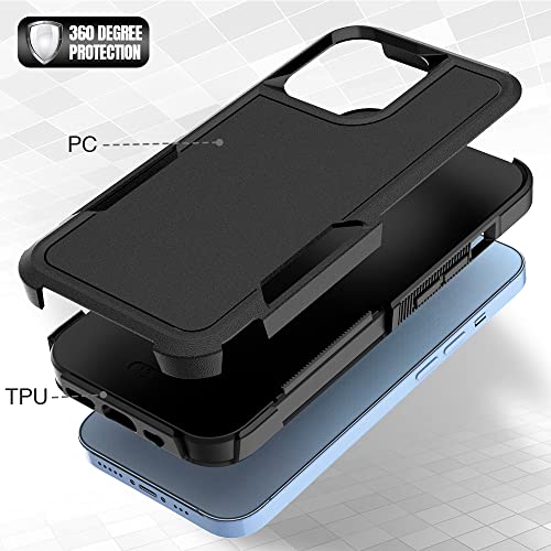 Heavy‑Duty Rugged Anti‑Drop Shockproof Protective Phone Case for iPhone 13 Pro, Durable Protective Shell, Black - color: Black, size: iPhone 13 Pro