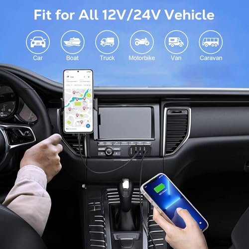 Linkstyle 3 Ports 12V USB Outlet, 18W PD3.0 Port, 18W QC3.0 & 2.4A USB A Charger Fast Charging Socket Panel for 12V/24V Car Marine RV - color: 1PCS