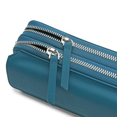 RFID Crossbody Wallet Wristlet Purse with Phone Pocket For Women Vegan Leather - color: Zb-saffiano-teal