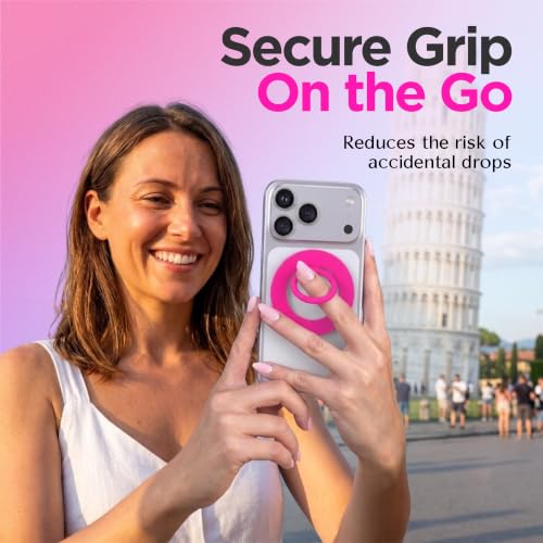 FELONY CASE - Neon Pink Ring Grip and Stand - Version 2.0 - Improved Stronger Magnet, Magnetic Phone Ring Holder for MagSafe Compatible iPhone 17,16, 15, 14, 13, 12, Pro Max, Air - Drop Protection - color: Neon Pink