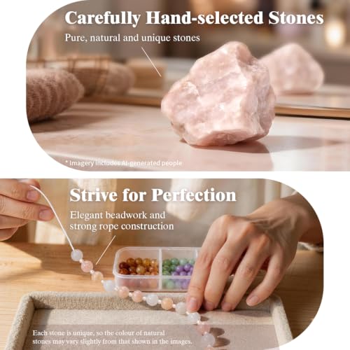 SURPHY Natural Stone Phone Charm, Beaded Phone Wrist Strap with Tether Tab - color: Aventurine Shell Pink