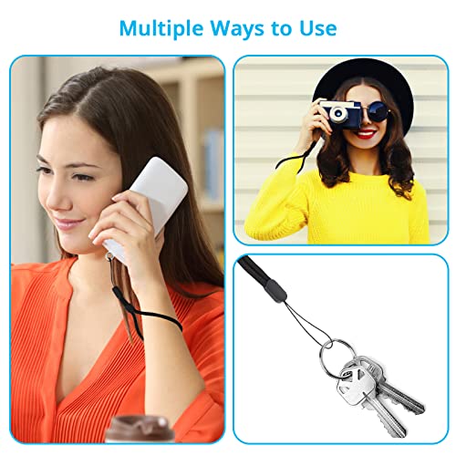 cobee Hand Wrist Strap Lanyard with Tether Patch, 6 Pcs Adjustable Nylon Wrist Straps with 6 Pcs Transparent Phone Pads Cell Phone Lanyard Strap Holder Hand Straps for Mobile Phone Camera(Black)