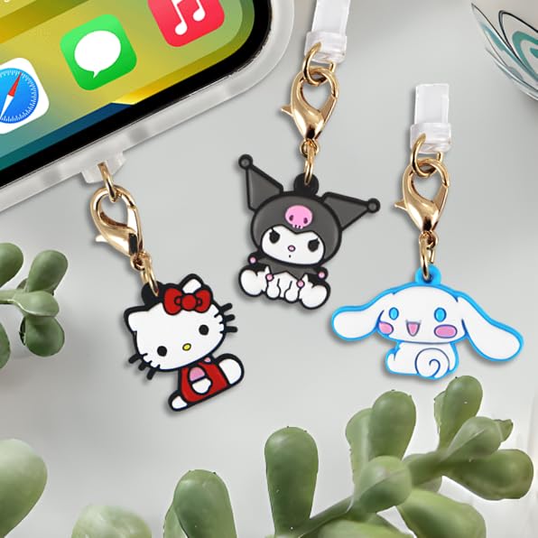 Sonix x Sanrio Dust Plugs - USB C + Lightning Compatible - Sanrio Silicone Character Charging Port Charms (3 Pack) - Hello Kitty, Cinnamoroll, Kuromi - color: Clear/Colorless