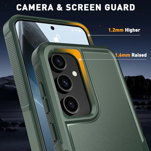 Vinve for Samsung Galaxy S24 FE Case with HD Screen Protector, Military-Grade Shockproof & Dual-Layer Protection, Anti-Slip Grip Design Phone Case, Blackish Green - color: Blackish Green