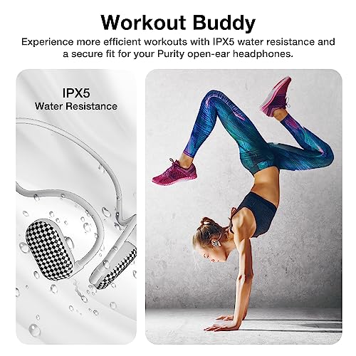 Purity Air Open Ear Headphones - True Air Conduction Wireless Bluetooth Open Ear Earbuds with Dual Mic for iPhone/Android - Secured Long Wearing Comfort, Sports Sweat Resistant (BWHS152) - color: Black and White Hypnotic