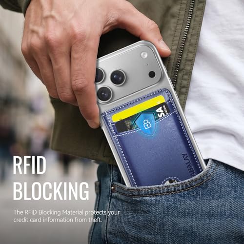 for MagSafe Wallet, Magnetic Phone Wallet RFID Blocking, 6 Cards Holder with Cash Slot,Compatible with Magsafe Phones and Cases for iPhone 17/16/15/14/13/12Pro/Max/Plus - color: Blue