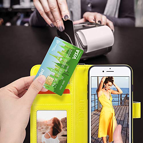 ULAK for iPhone SE 3(2022)/SE(2020)/8/7 Wallet Case Card Holder, Sunflower | Premium PU Leather Flip Case with Kickstand Card Slots,RFID Blocking,Wrist Strap, Durable Shockproof Cover 4.7 Inch - color: Sunflower