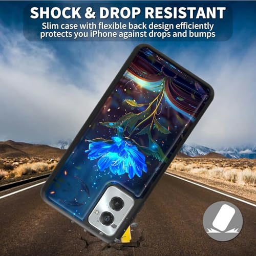 for Motorola Moto G Power 5G 2024 6.7" Wallet Case with Credit Card Holder, Shockproof Protective Kickstand Credit Card Slot Holder Flip Soft PU Leather Cover, Blue Rose - color: Blue Rose