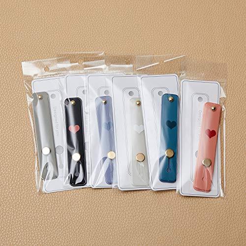 6 Pieces Phone Finger Grip Portable Telescopic Finger Strap Bracket Silicone Mobile Phone Ring Stand Grip Strap for Most Mobile(Orange, Blue, Purple, Black, White, Gray)