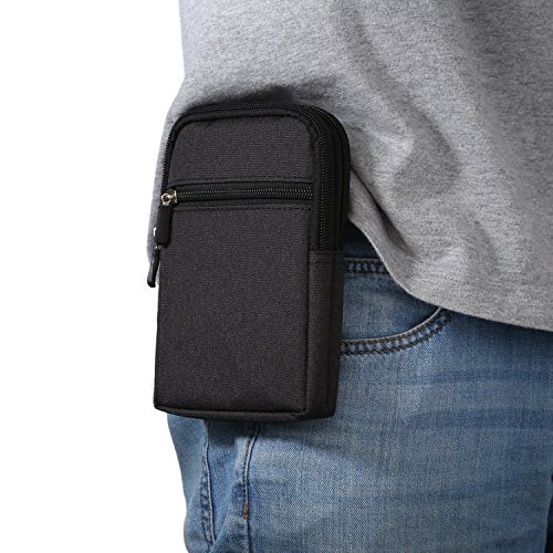 Cell Phone Belt Clip Holster, Waist Bag for Men, Waterproof Vertical Cell Phone Wallet Purse Pack Outdoor Hiking Belt Loop Pouch with Snap Hook for Smartphones Under 6.9 Inches
