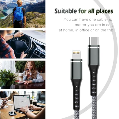 USB C to Lightning MFi Certified Cable,2 Pack 6FT iPhone Charger cable - size: 6FT