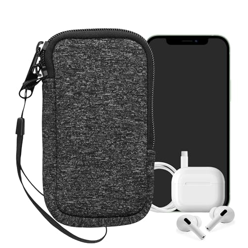 kwmobile Universal Phone Pouch Size XS - 3,5/4" - Neoprene Smartphone Pouch with Zip - Water-Repellent Mobile Phone Case - Sleeve in Anthracite/White - color: anthracite / white, size: XS - 3.5/4"