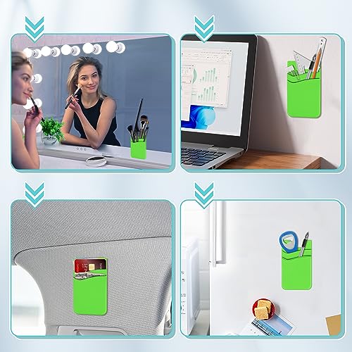 SHANSHUI Card Holder for Phone Case, Silicone Sticky Sleeve Pocket Stick on Business ID Credit Card Cell Phone Wallet Fitting for iPhone, Android & Most Smartphones, 5 PCS Grey White Yellow Green Pink - color: Yellow+Green+Black+White+Pink