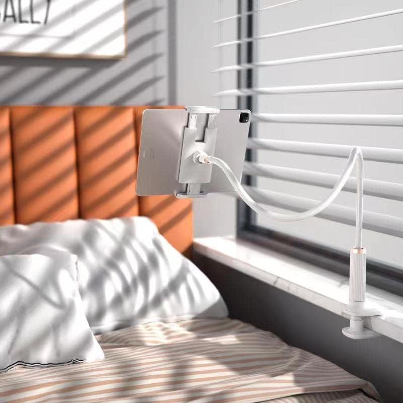 Niumowa Gooseneck Phone Holder for Bed, 98cm Flexible Long Arm Stand, White - color: White