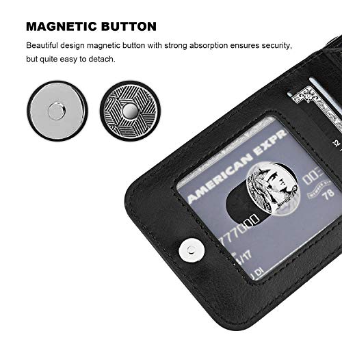 KIHUWEY for iPhone SE/8/7 Wallet Case Card Holder Kickstand, Black - color: Black