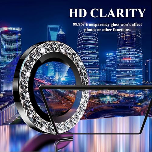 Zeking (2 Set Bling Camera Lens Protector Compatible with Samsung Galaxy Tab S11 Ultra X930/X936 14.6", Glitter Bling Sparkly 9H Tempered Glass Protector Metal Individual Ring (Bling-Black) - color: BlingBlack