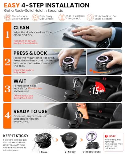 Magnetic Car Phone Holder, for MagSafe Car Mount, Nano Gel Suction - color: Purple