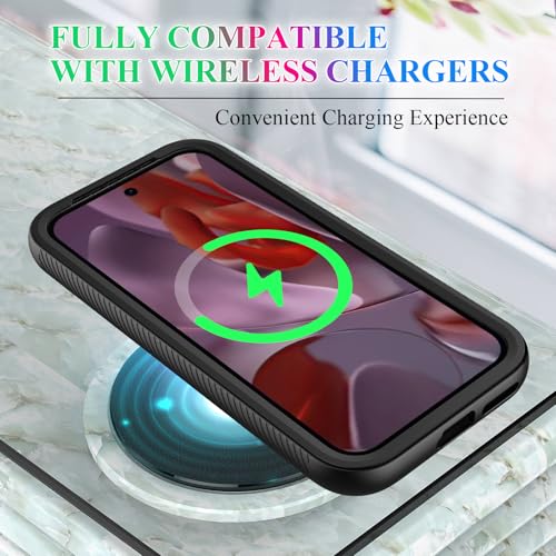 Compatible with Google Pixel 9A Case, Built in Screen Protector Full Body Shockproof Slim Fit Bumper Protective Phone Cover for Pixel 9A Men Women-Black/Clear - size: Pixel 9A Case