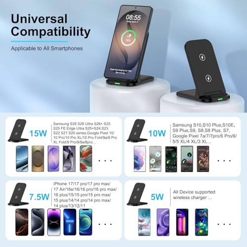 Wireless Charger for Samsung S26 Ultra Wireless Fast Charging Stand Station - color: Black