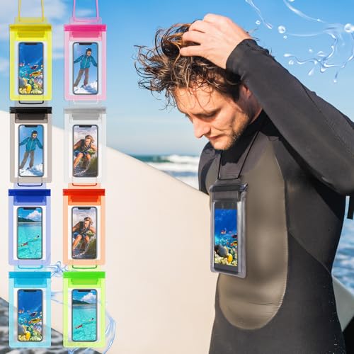 Shinylin 200 Pcs Universal Waterproof Phone Pouch Bulk Waterproof Cellphone Case Underwater Snorkeling Dry Bag Case Lanyard Clear Phone Protector for Beach Swimming Floating, 6.69 x 3.15 Inch