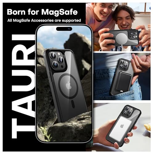 TAURI 3 in 1 Magnetic for iPhone 13 Pro Case, with 2X HD Screen Protector, 10 FT Drop Protection, Compatible with Magsafe Case for iPhone 13 Pro Phone Case 6.1 inch - Black - color: B-Magnetic Black