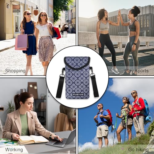 Neoprene Phone Sleeve Pouch Case Bag for Men Women w/Crossbody Strap/Neck Lanyard for iPhone 17/16/15/14 Pro Max, Samsung S25,Pixel 10 - color: Dark Blue Cell Phone Sleeves